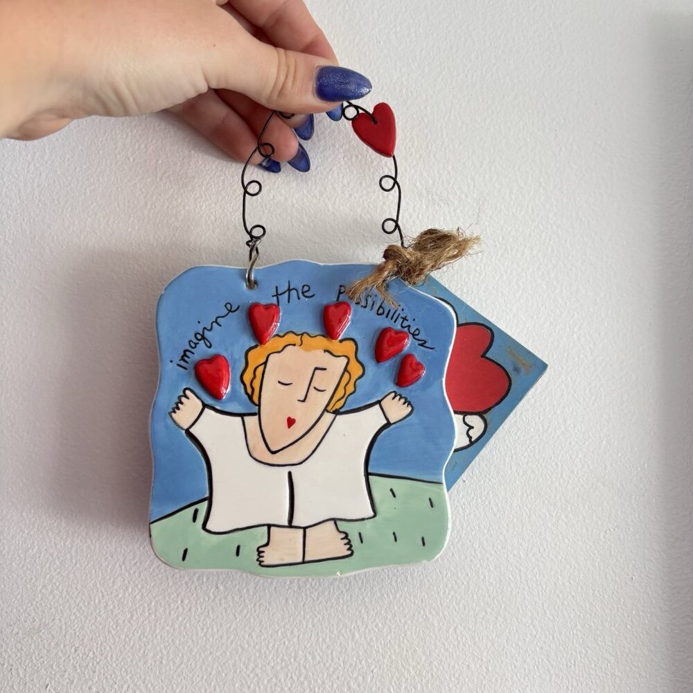 Silvestri Sandra Magsamen Ceramic Imagine The Possibilities Hearts Hanging READ‎